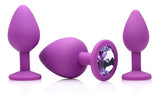 Frisky 3 Piece Silicone Anal Plugs with Gems