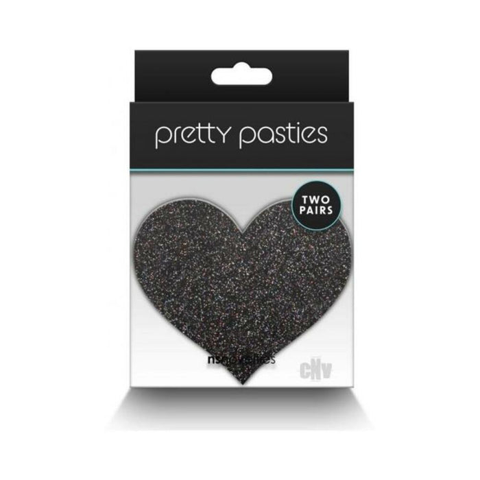 Pretty Pasties Glitter Hearts Black/gold 2 Pair