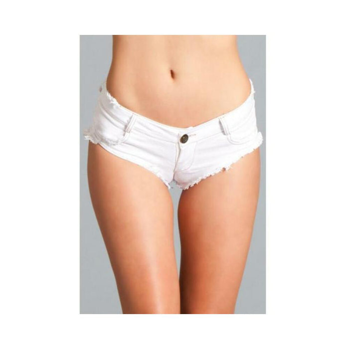 Sexy Cut Off Low Waist Booty Denim Shorts White Small