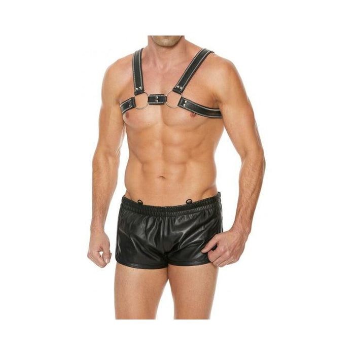 Premium Leather O-ring Zipper Series Bulldog Harness S/m Black