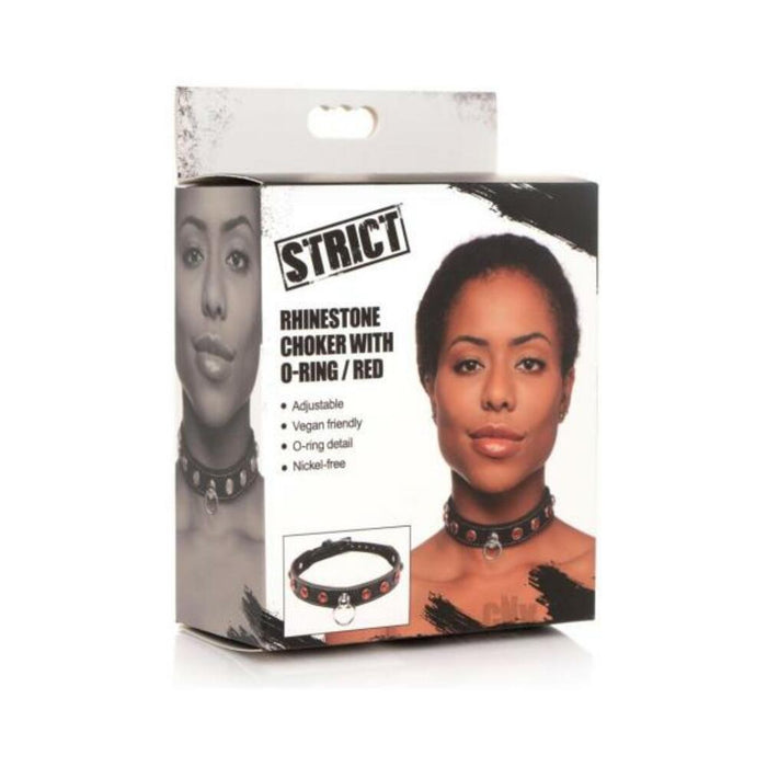 Strict Rhinestone Chocker W/ring Red