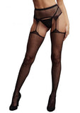 Suspender Rhinestone Pantyhose - Black