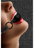 Breathable Ball Gag - With Roughend Denim Straps - Black