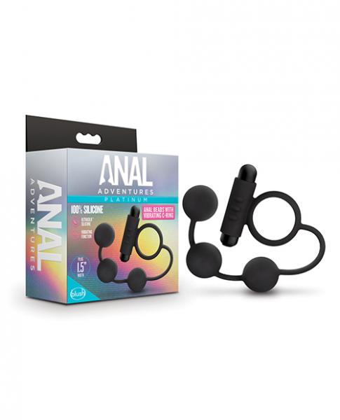Blush Anal Adventures Platinum Silicone Anal Ball W/vibrating C Ring - Black
