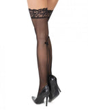 Stay Up Lace Top Thigh Highs with Bow Center Back Seam Black XL