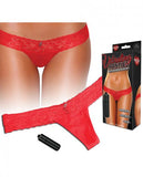 Vibrating Panties Lace Thong Hidden Vibe Pocket Red M/L