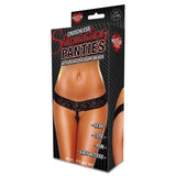 Hustler Crotchless Stimulating Thong With Pearl Pleasure Beads Black S/M