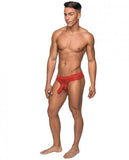 Male Power Hose Mesh Thong Red L/XL