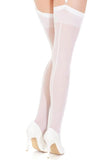 Sheer Thigh High Stockings Back Seam White XL