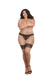 Cuban Heel Lace Top Thigh High Nude/black Queen O/s