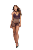 Chemise & G-String Eggplant Purple O/S