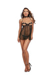 Babydoll, Choker & G-String Panty Black O/S