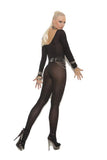 Long Sleeves Bodystocking Open Crotch Black Qn