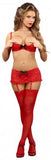 Luv Lace Bra, Garter Skirt & G-String Red S/M