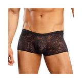 Male Power Stretch Lace Mini Shorts Black Medium
